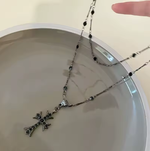 Ebon Essence Black Cross Necklace
